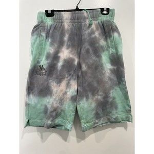Kappa Men 11" Pink‎ Gray Aqua Logo Woven Terry Active Sweat Shorts Tie Dye Small